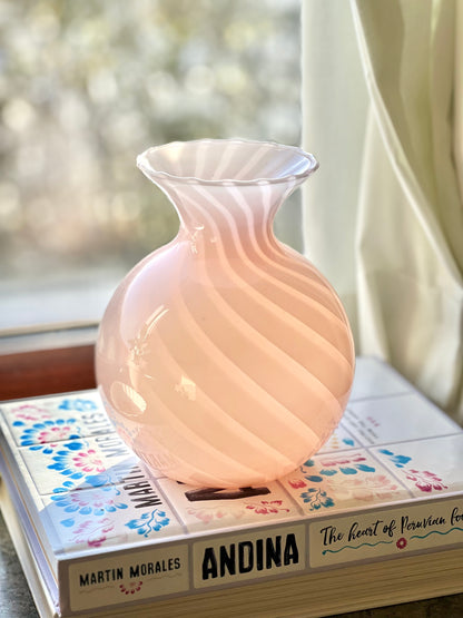 Lyserød murano swirl vase