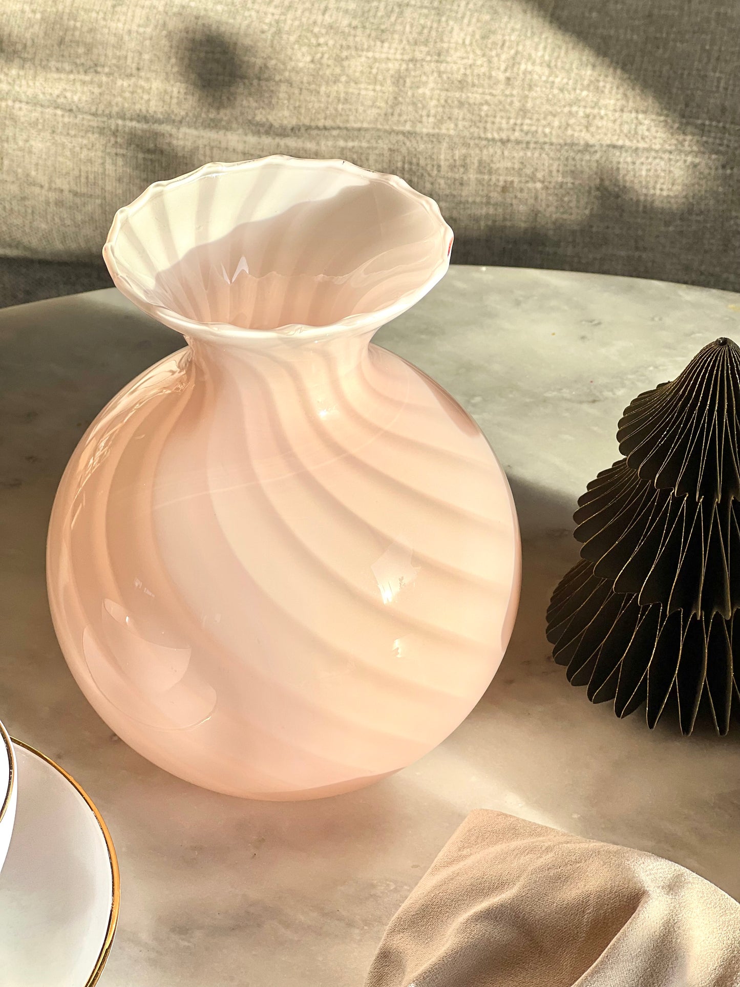 Lyserød murano swirl vase