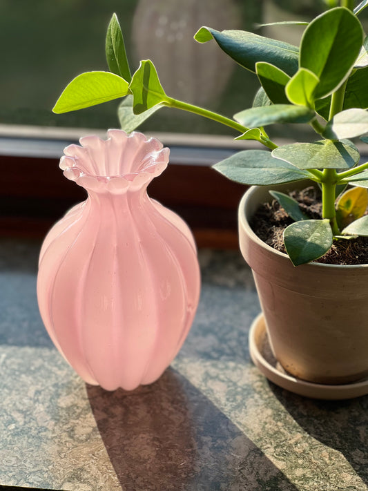 Lyserød murano vase i alabastro glas